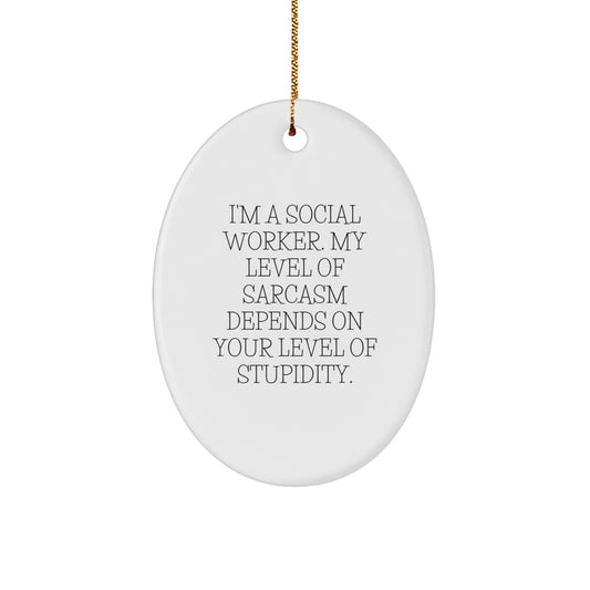 Social Worker Sarcasm Oval Ornament Gifts from Friends, Coworkers, Family for Christmas - Image 1