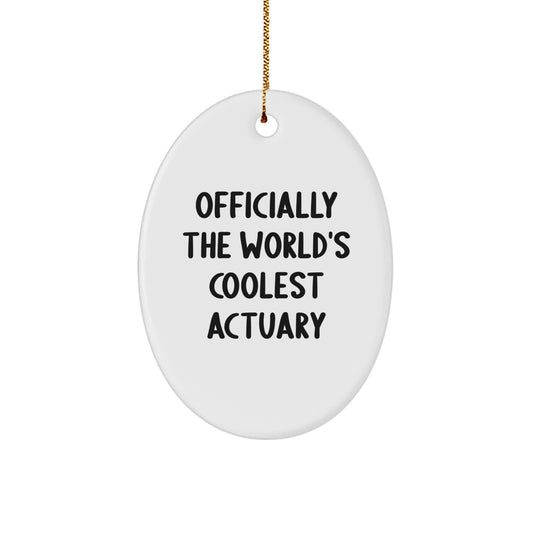 Officially The World's Coolest Actuary Oval Ornament Gifts for Actuary Friends and Family, Unique Christmas Unique Gifts from Men, Funny Quote - Image 1