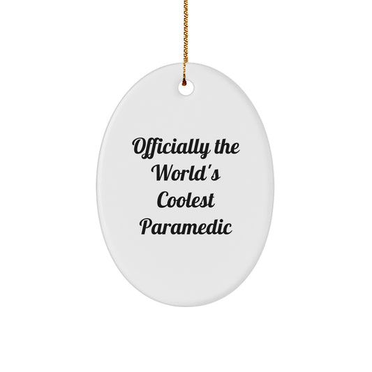 Rescue Worker Gifts from Men, Unique Gifts for Rescue Worker, Oval Ornament for Christmas, Officially The World's Coolest Rescue Worker, Funny Rescue Worker - Image 1