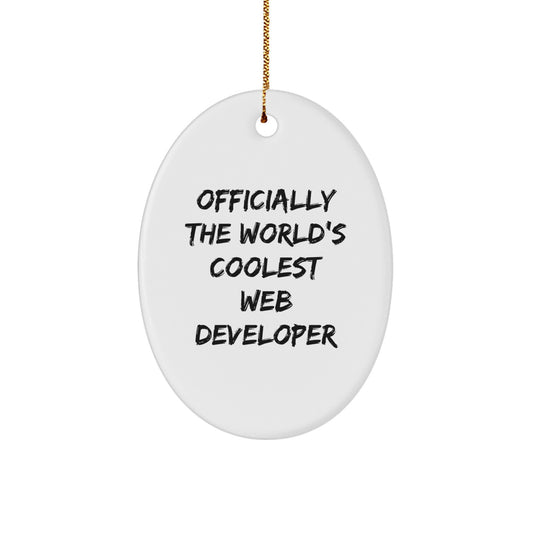 Officially The World's Coolest Web Developer Oval Ornament, Funny Christmas Unique Gifts from Men to Web Developers, Unique Oval Shaped Decorations for Office or Home - Image 1