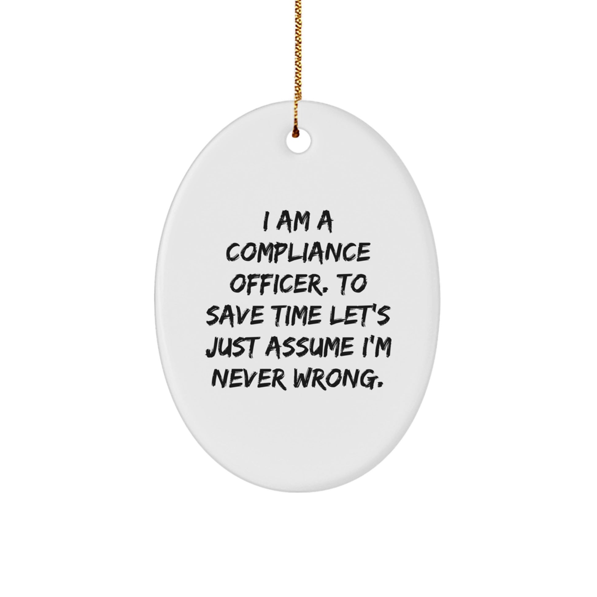 Compliance Officer Gifts from Friends, Compliance Officer Oval Ornament with Funny Quote, Christmas Unique Gifts for Men, Women, Coworkers, Family - Image 1