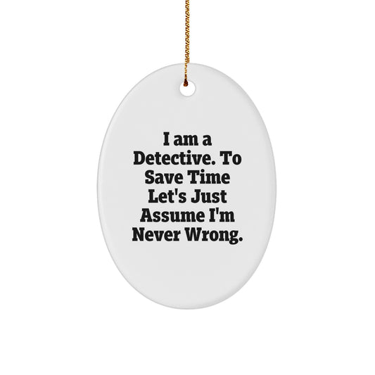 Funny Detective Christmas Oval Ornament Gifts from Men to Family - Image 1