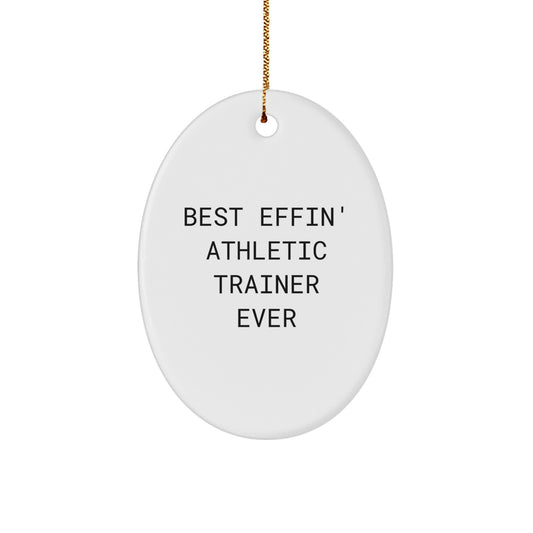 Funny Athletic Trainer Gifts from Friends - Best Effin' Oval Ornament for Christmas - Image 1