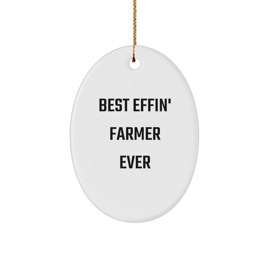 Funny Farmer Gifts from Friends for Christmas Unique Oval Ornament - Image 1