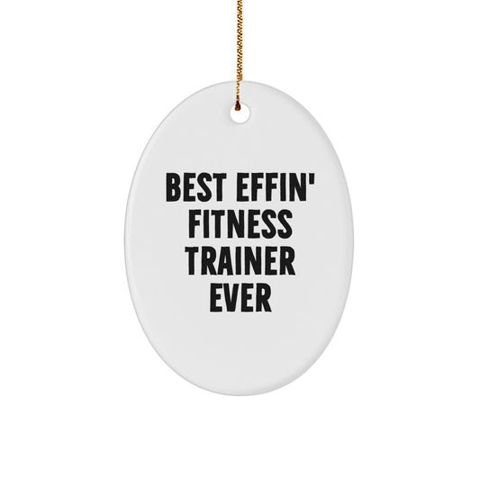 Funny Fitness Trainer Oval Ornament, Gifts from Family for Fitness Trainer, Oval Shape Decorations Perfect for Christmas - Image 1