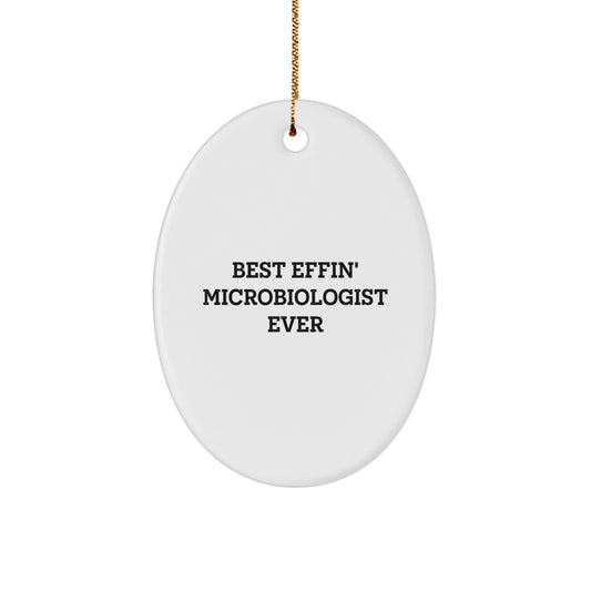Funny Microbiologist Gifts for Men - Best Effin' Microbiologist Ever Oval Ornament Gifts from Family, Christmas Unique Gifts for Microbiologist Friends - Image 1