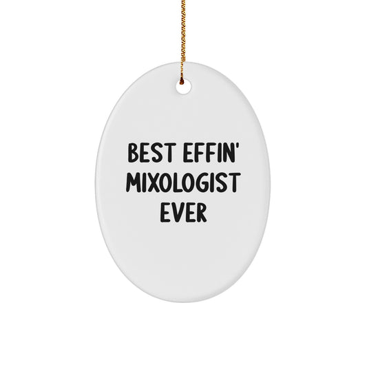 Funny Mixologist Gifts from Family for Men Best Effin' Friends Ever Oval Ornament Christmas Unique - Image 1