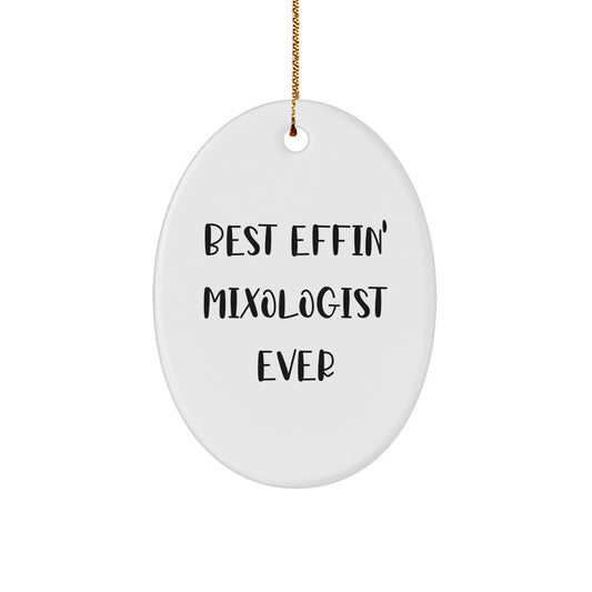 Funny Mixologist Gifts from Men, Funny Oval Ornament for Best Effin' Mixologist Ever Lover, Unique Christmas Memorable Presents for Friends - Image 1