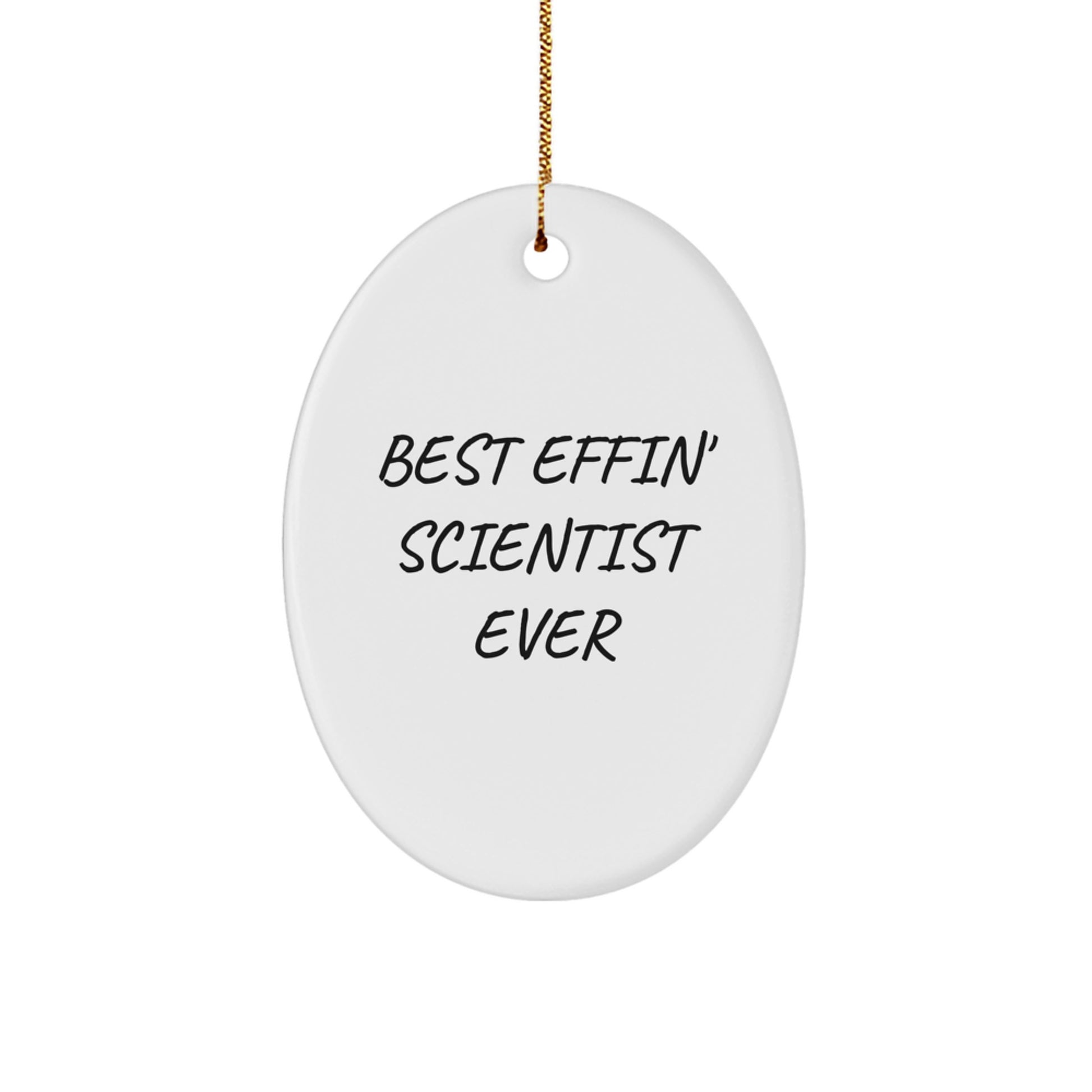 Funny Scientist Gifts for Him - Best Effin' Scientist Ever Oval Ornament, Christmas Unique Gifts from Friends, Coworkers, or Family - Image 1