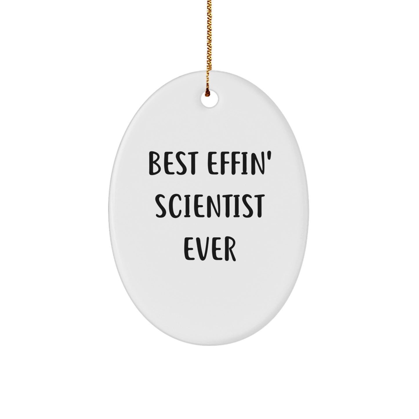 Funny Scientist Gifts from Men to Friends - Best Effin' Scientist Ever Oval Ornament for Christmas Unique Gifts - Image 1