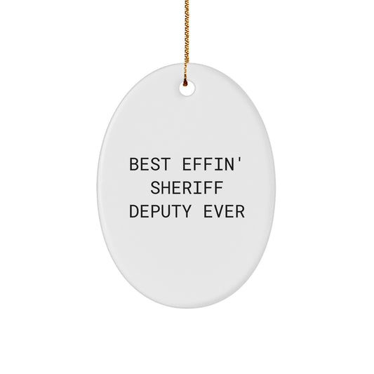 For Him Sheriff Deputy Keepsake White Christmas Ornament Gift - Image 1