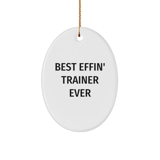 Funny Trainer Gifts from Friends - Best Effin' Trainer Ever Oval Ornament for Christmas - Image 1