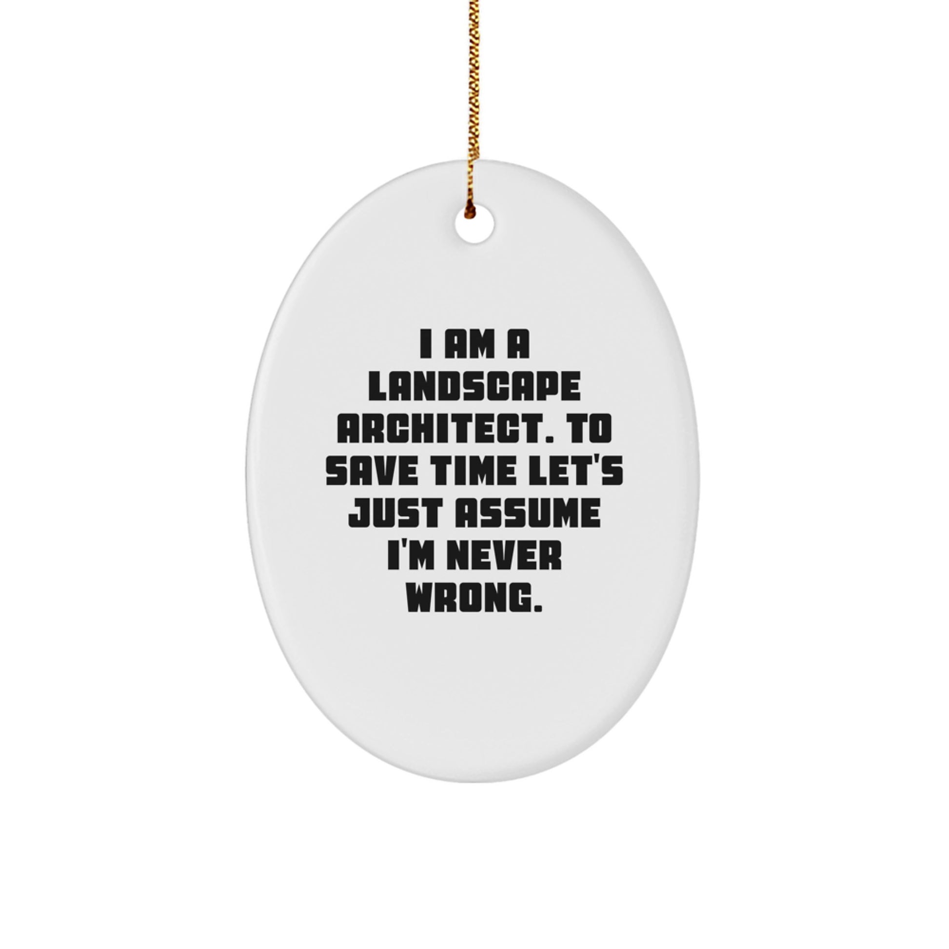 Funny Landscape Architect Gifts for Him, Oval Ornament Decor with I'm Never Wrong Quote, Christmas Unique Gifts from Friends, Family - Image 1