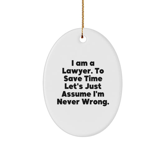 Funny Lawyer Christmas Oval Ornament, Gifts for Lawyers from Friends, Unique Lawyer Gift for Men Women - Image 1