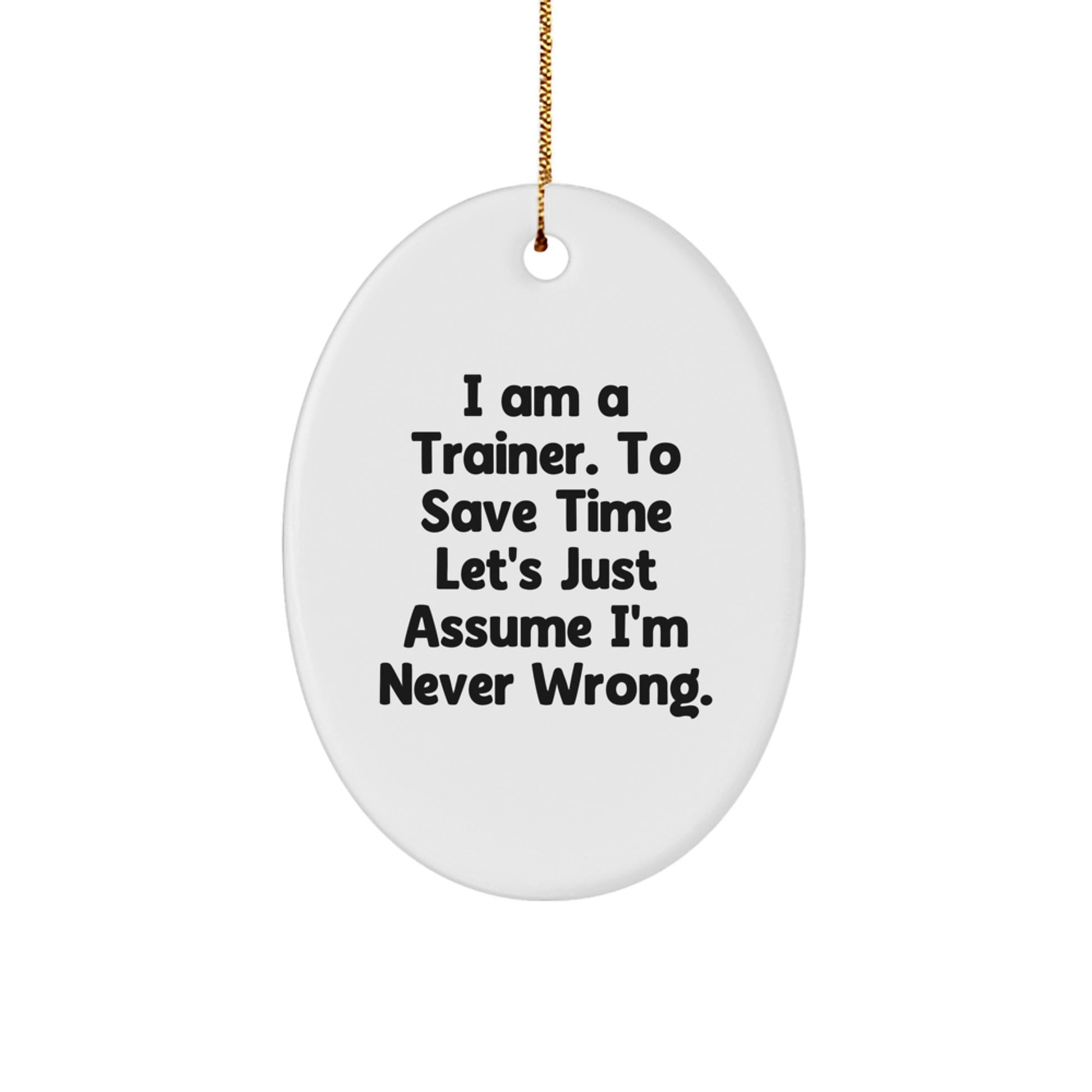 Funny Trainer Quotes Oval Ornament, Gifts from Friends, Perfect for Trainer Gifts, Gifts for Trainers, White Oval Ornament, Christmas Unique Gifts - Image 1