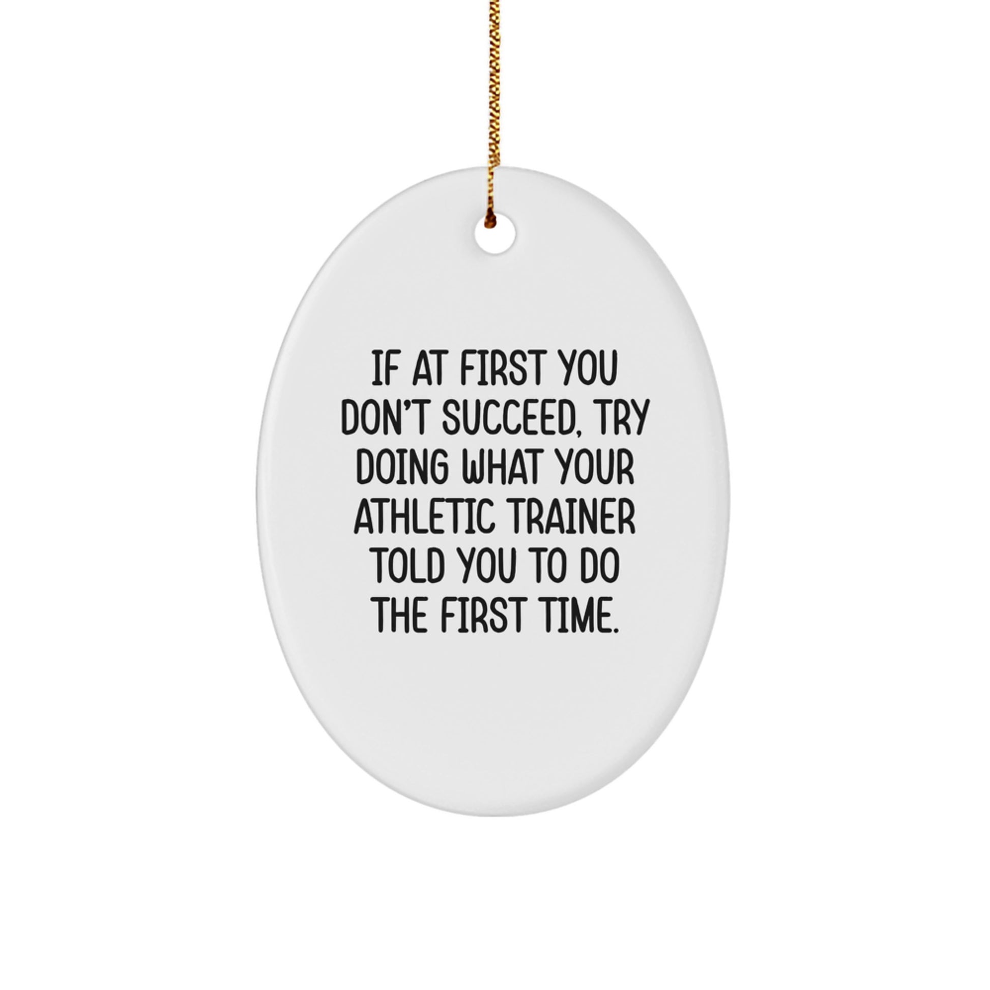 Funny Athletic Trainer Gifts from Friends for Christmas, Oval Ornament Quote, Inspirational Motivator for Men Women Coworkers Family - Image 1