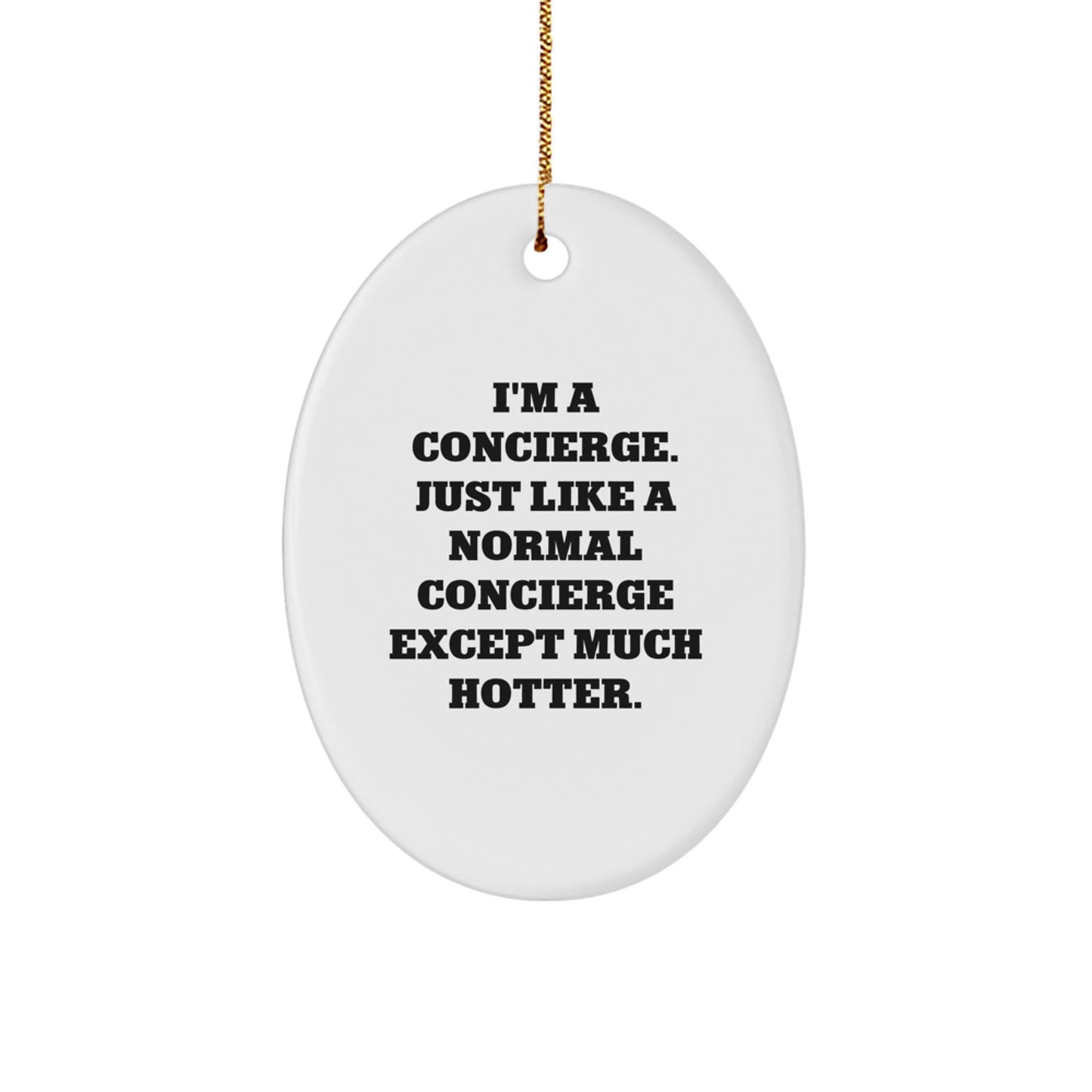 Hot Concierge Gifts for Men, Funny Oval Ornament, Christmas Unique Decorations from Friends, Coworkers, Family - Image 1
