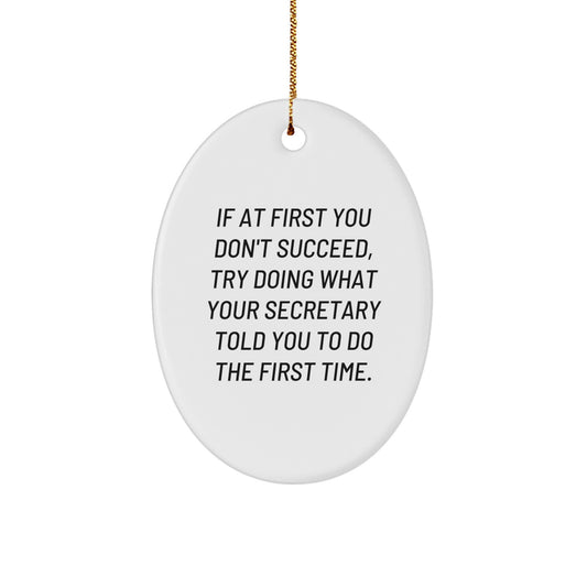 Funny Secretary Gifts from Friends for Christmas Oval Ornament - Image 1