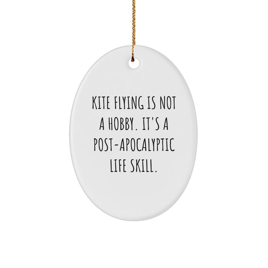 Kite Flying Gifts for Kite Enthusiasts, Funny Oval Ornament - Gifts from Men to Friends, Kite Flying Christmas Unique Gifts - Image 1
