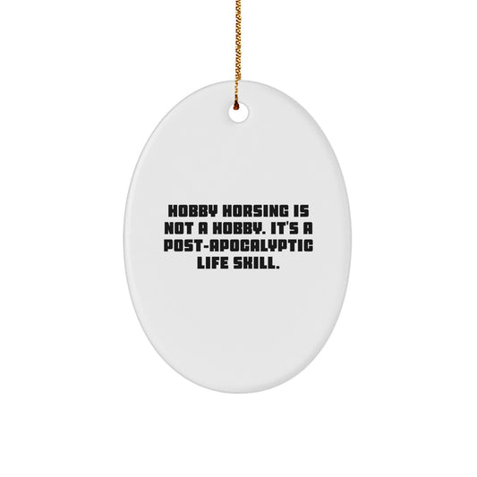 Hobby Horsing Keepsake Christmas Ornament for Him Gift White Oval - Image 1