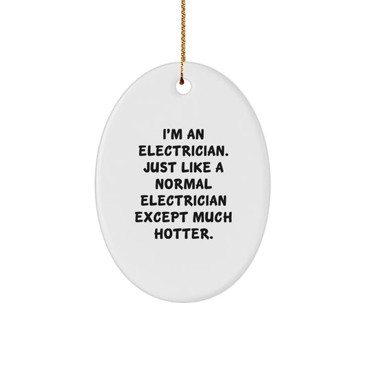 Funny Electrician Gifts - Oval Ornament for Electrician Lovers - Unique Christmas Unique Gifts from Friends and Family for Electrician Men and Women - Image 1