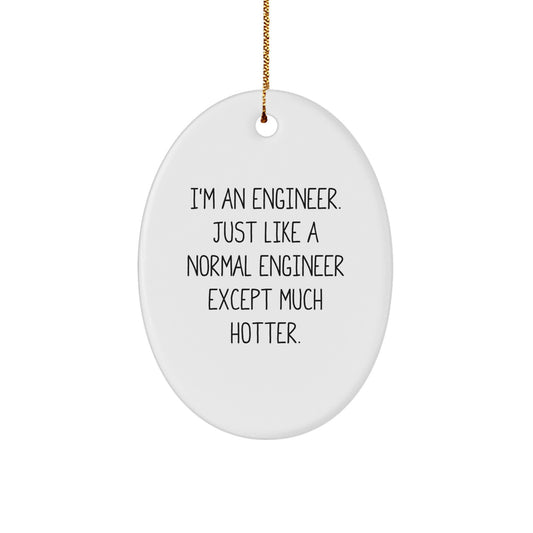 Funny Engineer Gifts, Oval Ornament for Men, Unique Christmas Unique Gifts from Friends for Engineer - Image 1