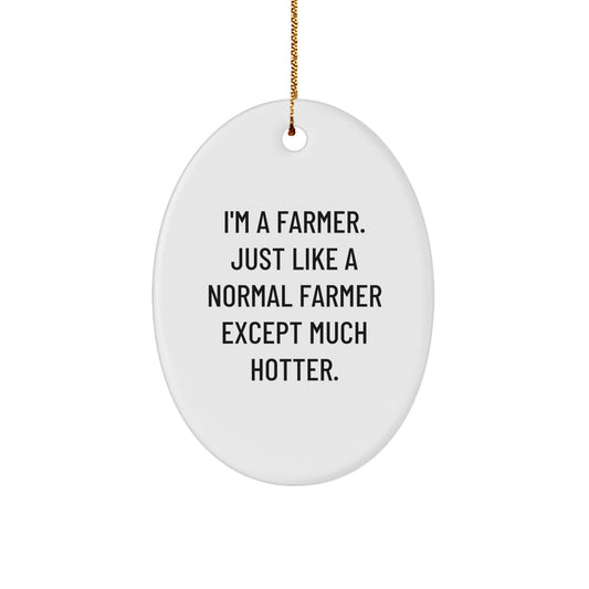 Funny Farmer Gifts, Oval Ornament, I'm A Farmer, Unique Christmas Memorable Presents, Gifts from Men to Farmers - Image 1