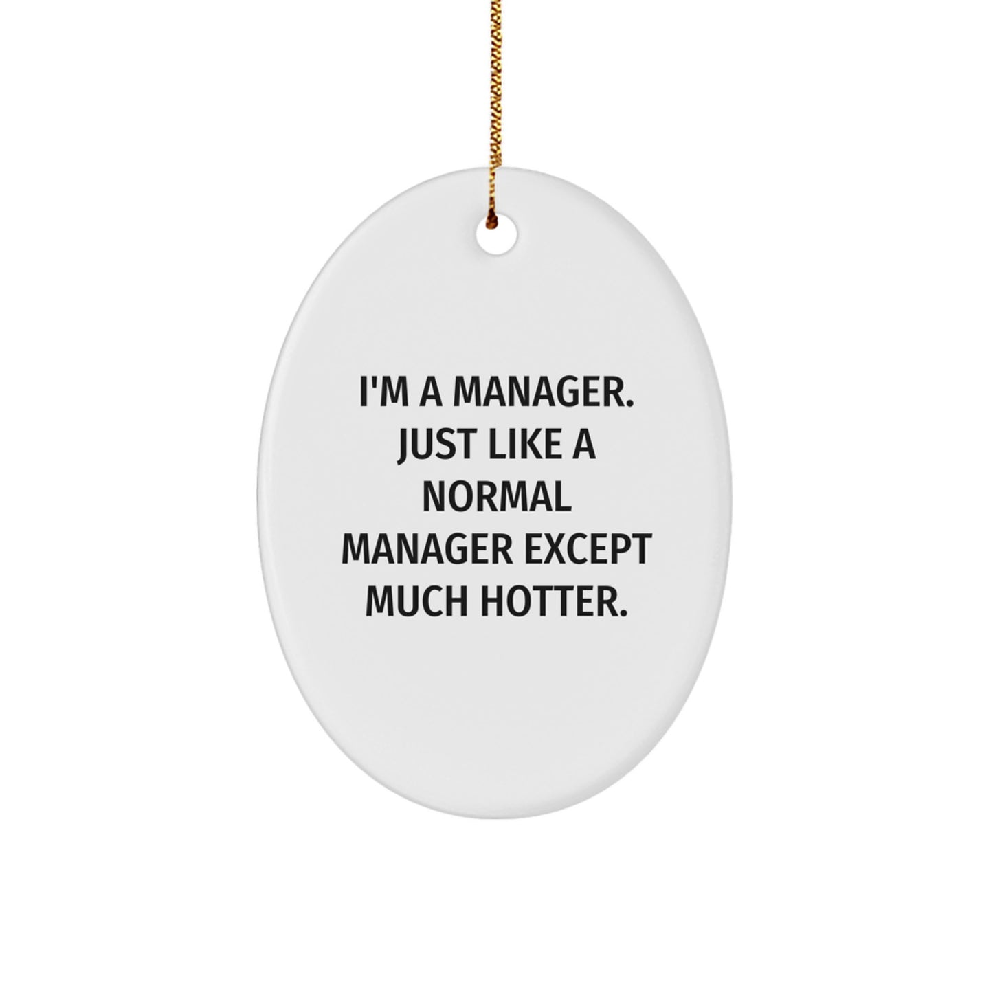 Funny Manager Gifts from Men, Christmas Unique Ornaments for Office Manager, Oval Shaped - Image 1