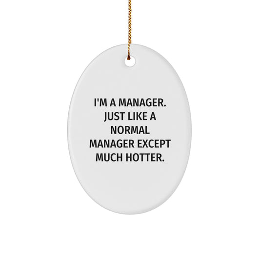Funny Manager Gifts from Men, Christmas Unique Ornaments for Office Manager, Oval Shaped - Image 1