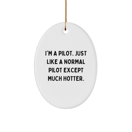 Funny Pilot Gifts from Friends, I'm A Pilot Oval Ornament for Him, Unique Christmas Memorable Presents - Image 1