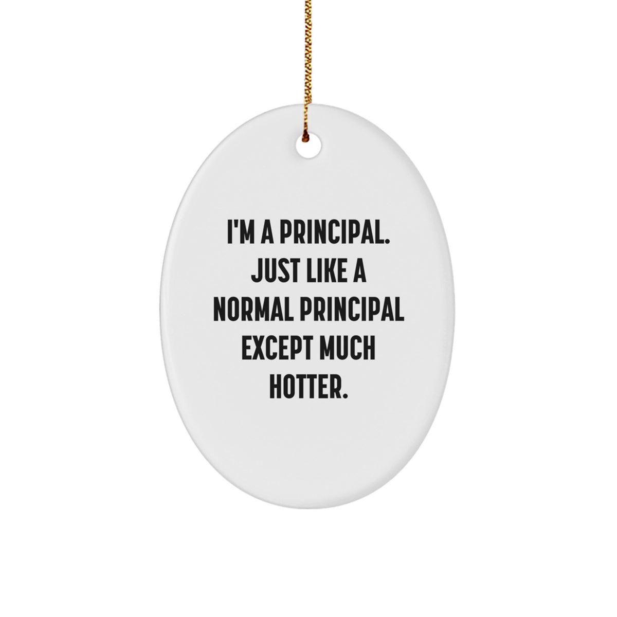 Funny Principal Gifts for Men, Oval Ornament, I'm A Principal Just Like A Normal Principal Except Much Hotter, Christmas Unique Gifts from Friends or Family - Image 1