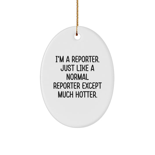 Christmas Gift Oval Ornament for Her Reporter Keepsake Present - Image 1