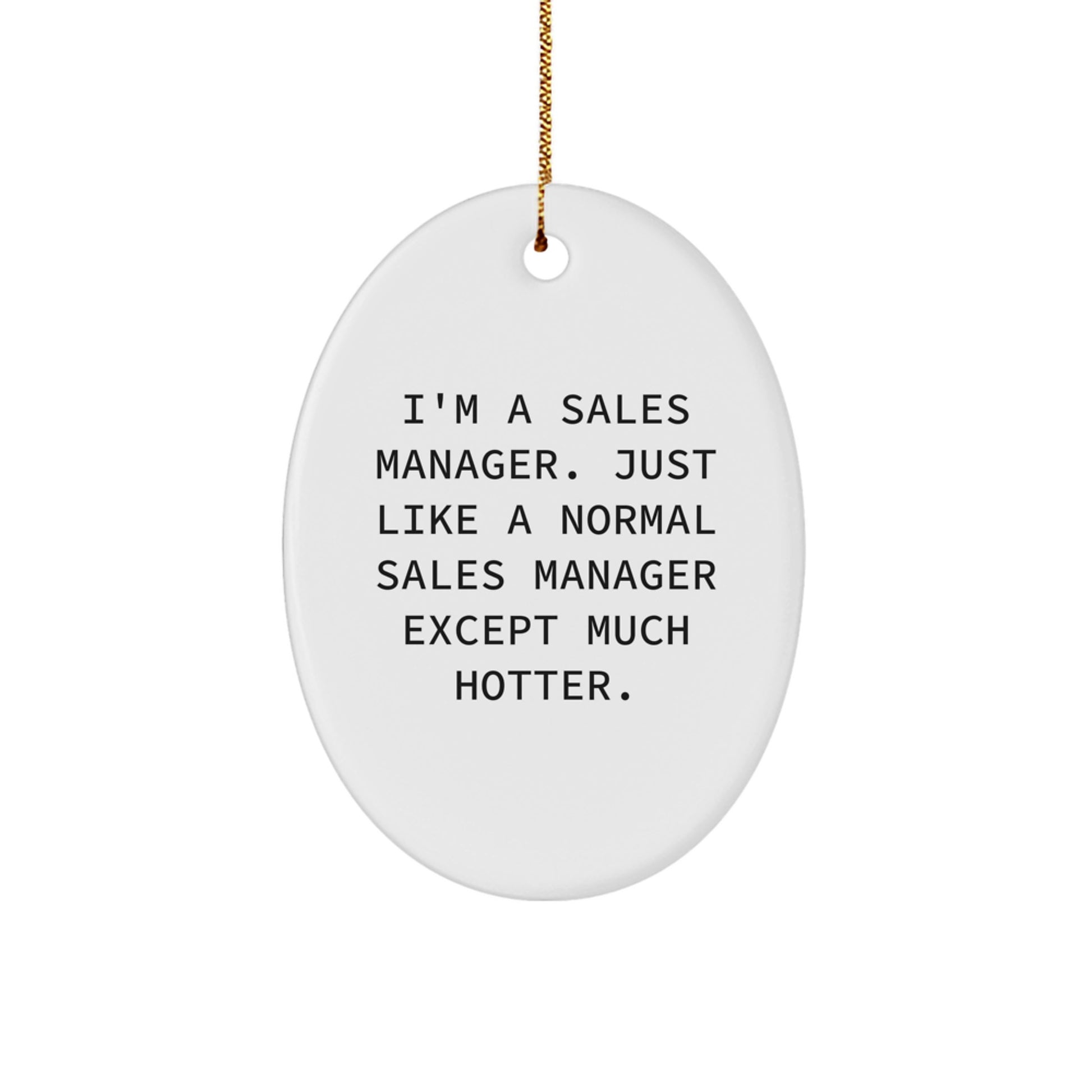 Funny Sales Manager Gifts for Men from Coworkers, Oval Ornament for Christmas Unique Presents - Image 1