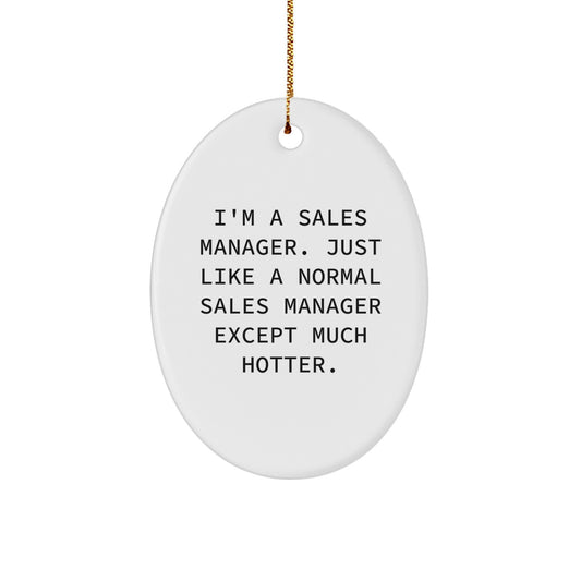 Funny Sales Manager Gifts for Men from Coworkers, Oval Ornament for Christmas Unique Presents - Image 1
