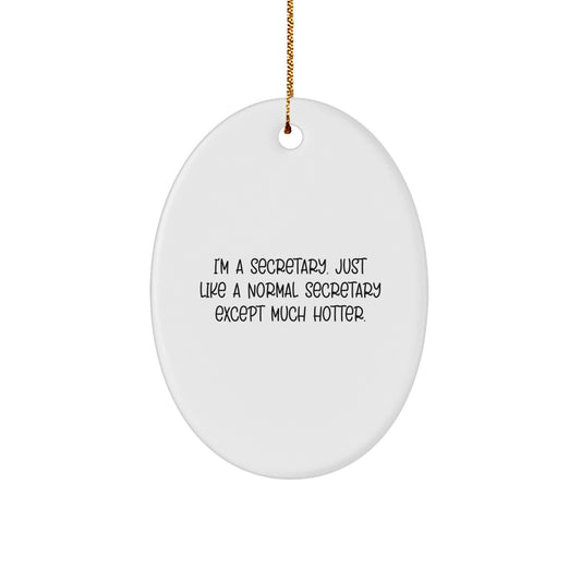 Funny Secretary Oval Ornament Gifts from Friends, Coworkers, Family, Christmas Unique Presents for Secretaries, Oval Shaped Decorative Home Office Accessories - Image 1