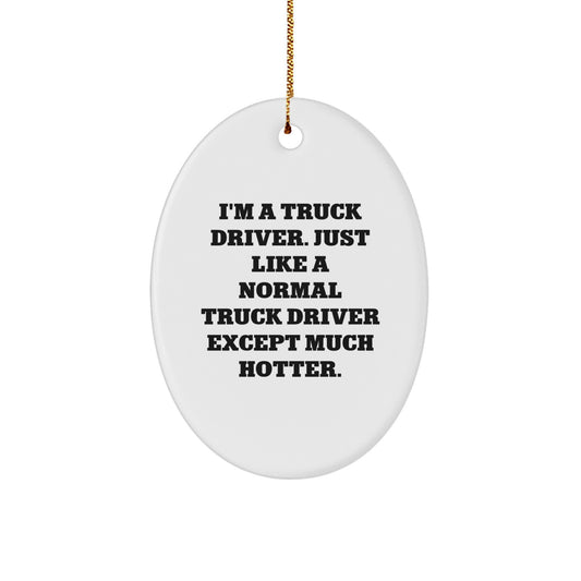 Truck Driver Oval Ornament Funny Quote Gifts from Men to Friends for Truck Driver Christmas Unique Decorations - Image 1