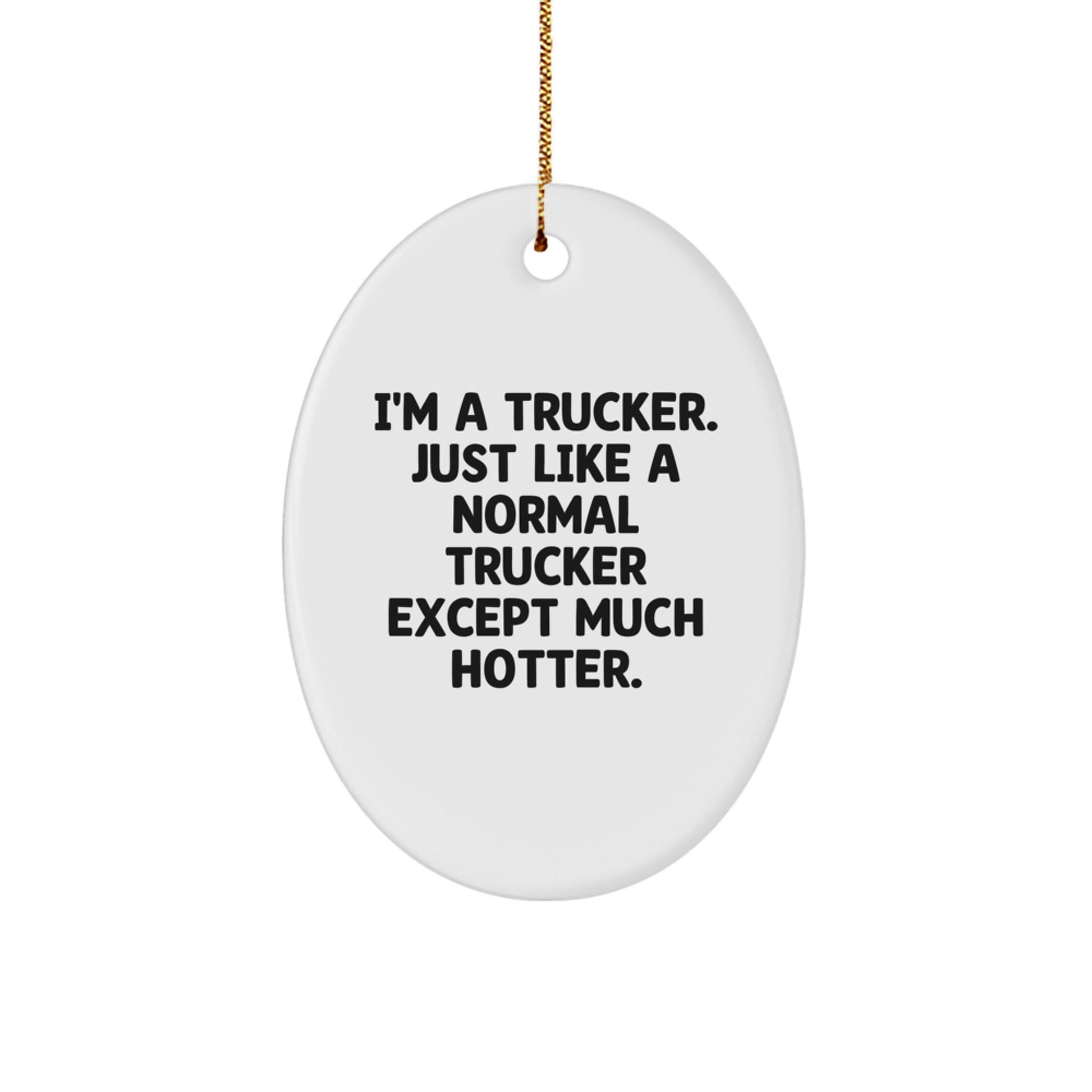 Funny Trucker Oval Ornament Gifts for Him, Unique Men's Birthday Unique Gifts from Friends, Christmas Decorations - Image 1