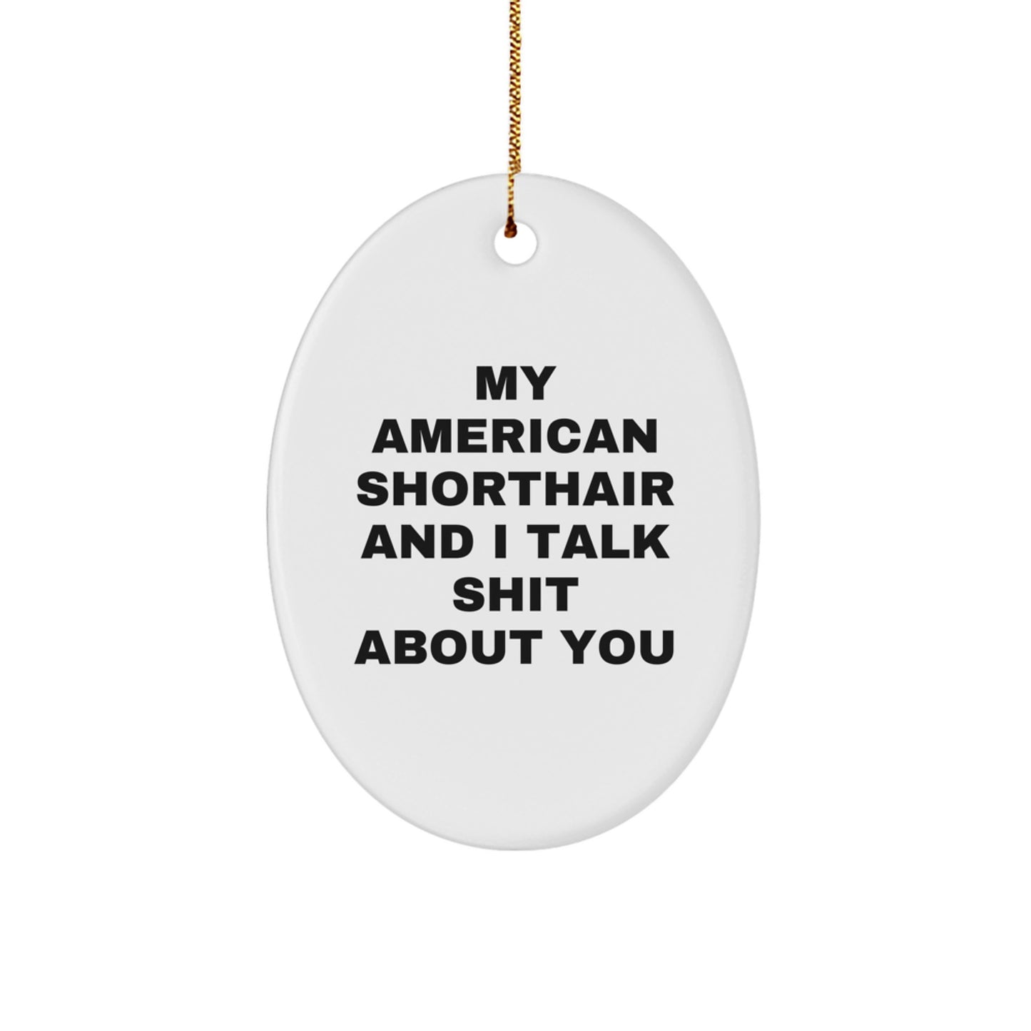 Funny American Shorthair Cat Oval Ornament Gifts for Friends from Men, American Shorthair Cat Lover Christmas Unique Gifts, Oval Shaped Decorations - Image 1