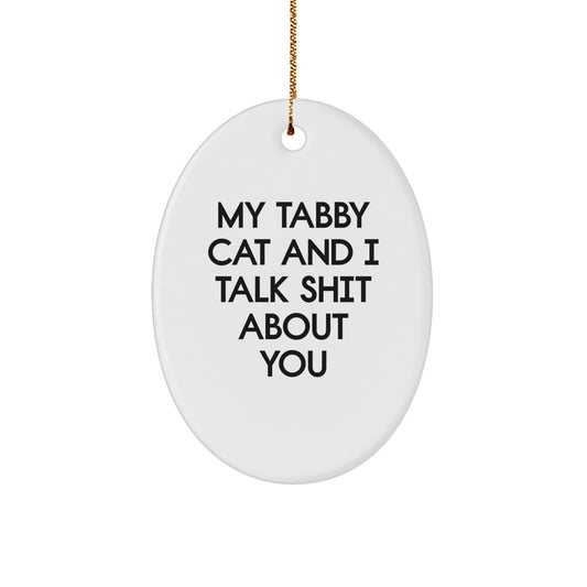 Tabby Cat Oval Ornament Funny Gift for Cat Lovers Friends and Family Christmas Unique Gifts from Men - Image 1