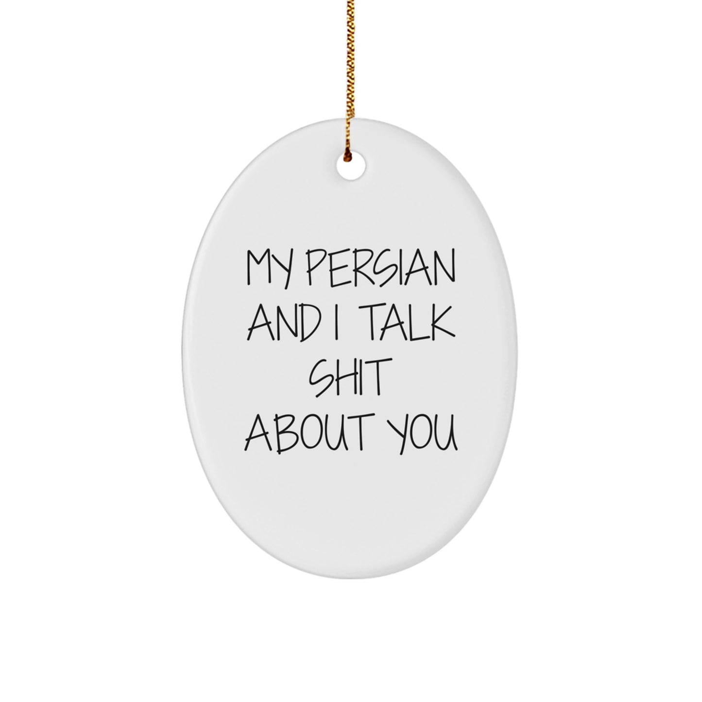 Funny Persian Cat Oval Ornament Gifts from Family for Friends, Christmas Unique Gifts for Men Women - Image 1