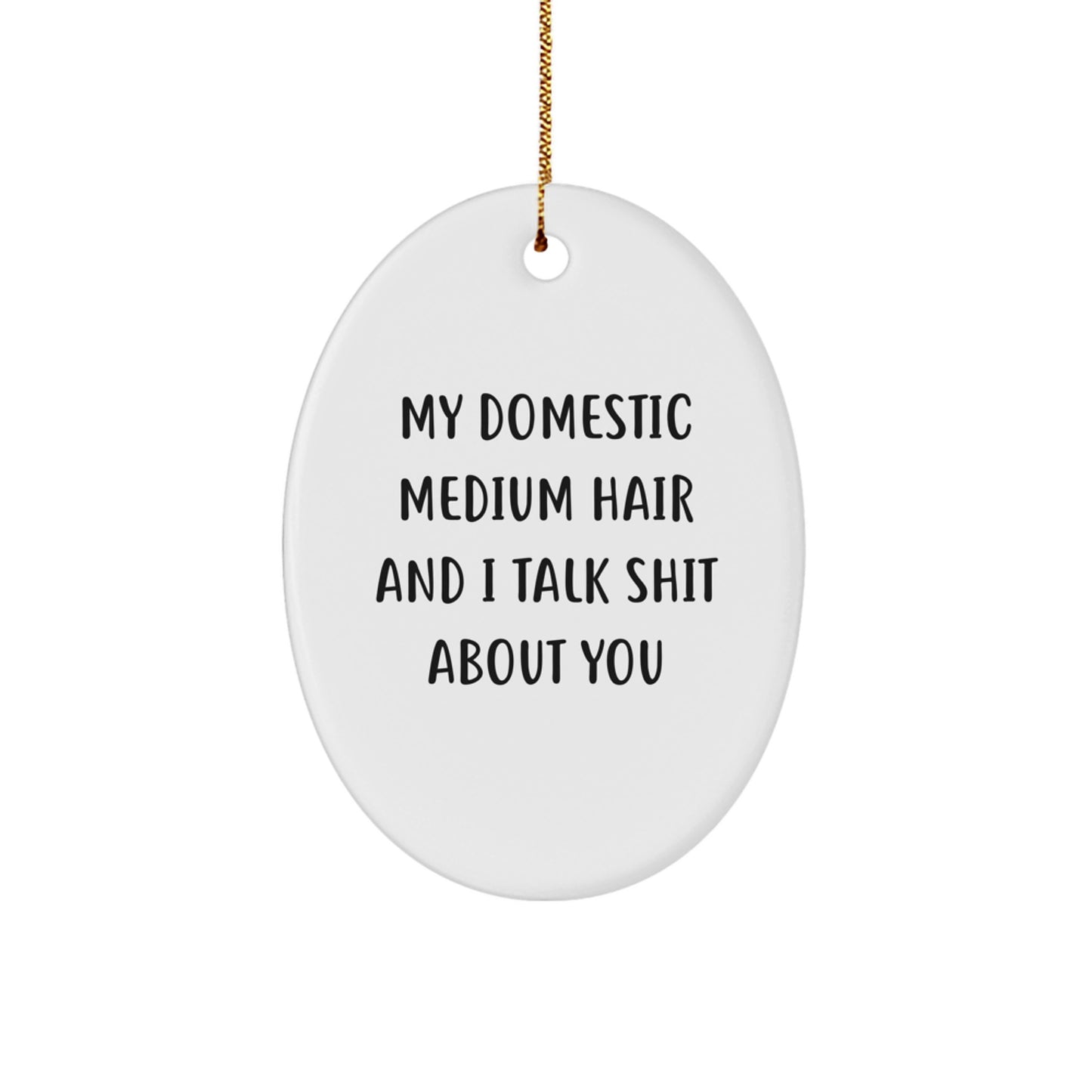 Funny Domestic Medium Hair Oval Ornament Gift for Friends, Christmas Unique Gifts from Men to Women - Image 1