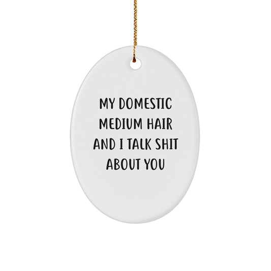 Funny Domestic Medium Hair Oval Ornament Gift for Friends, Christmas Unique Gifts from Men to Women - Image 1