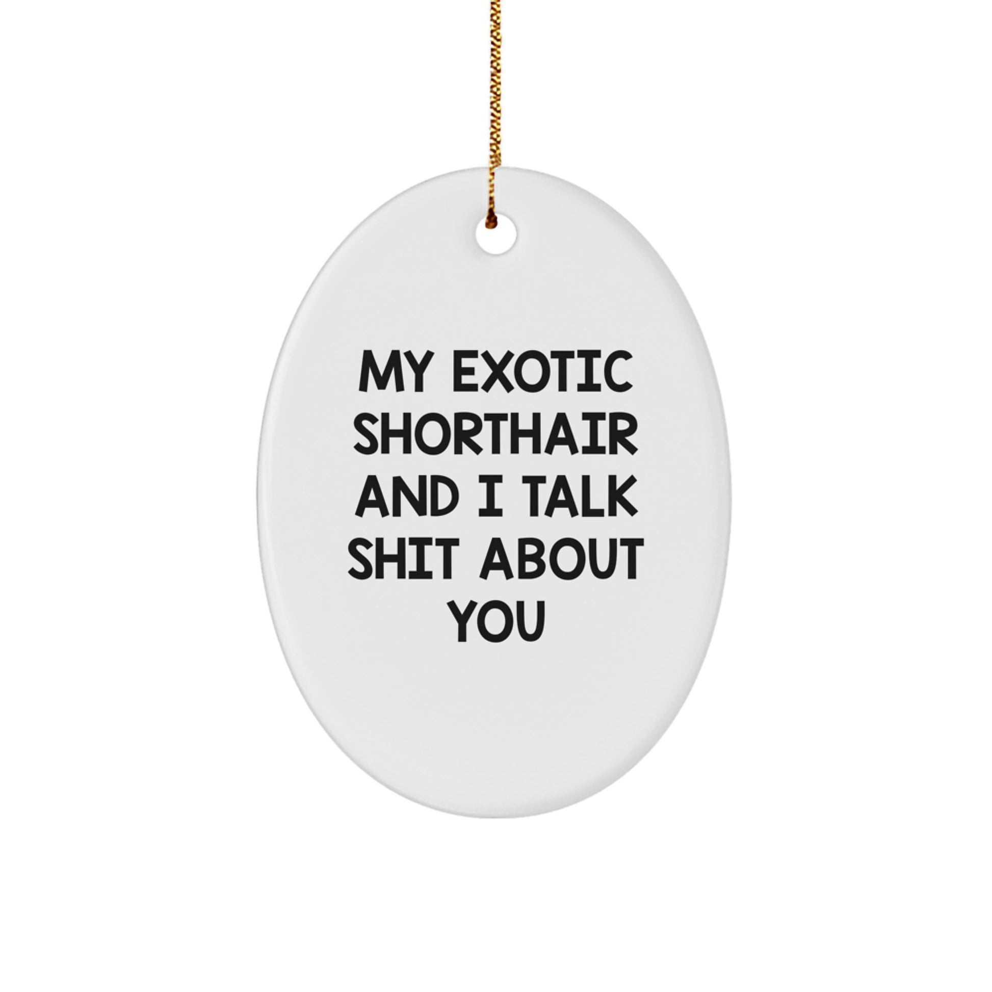 Funny Gifts for Exotic Shorthair Cat Lovers - My Exotic Shorthair And I Talk Shit About You Oval Ornament White Christmas - Image 1