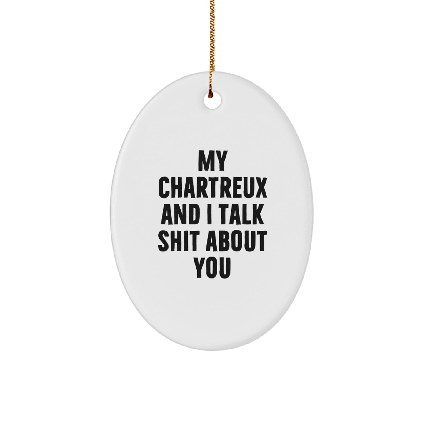 Funny Chartreux Cat Oval Ornaments Gifts from Friends for Christmas - Image 1