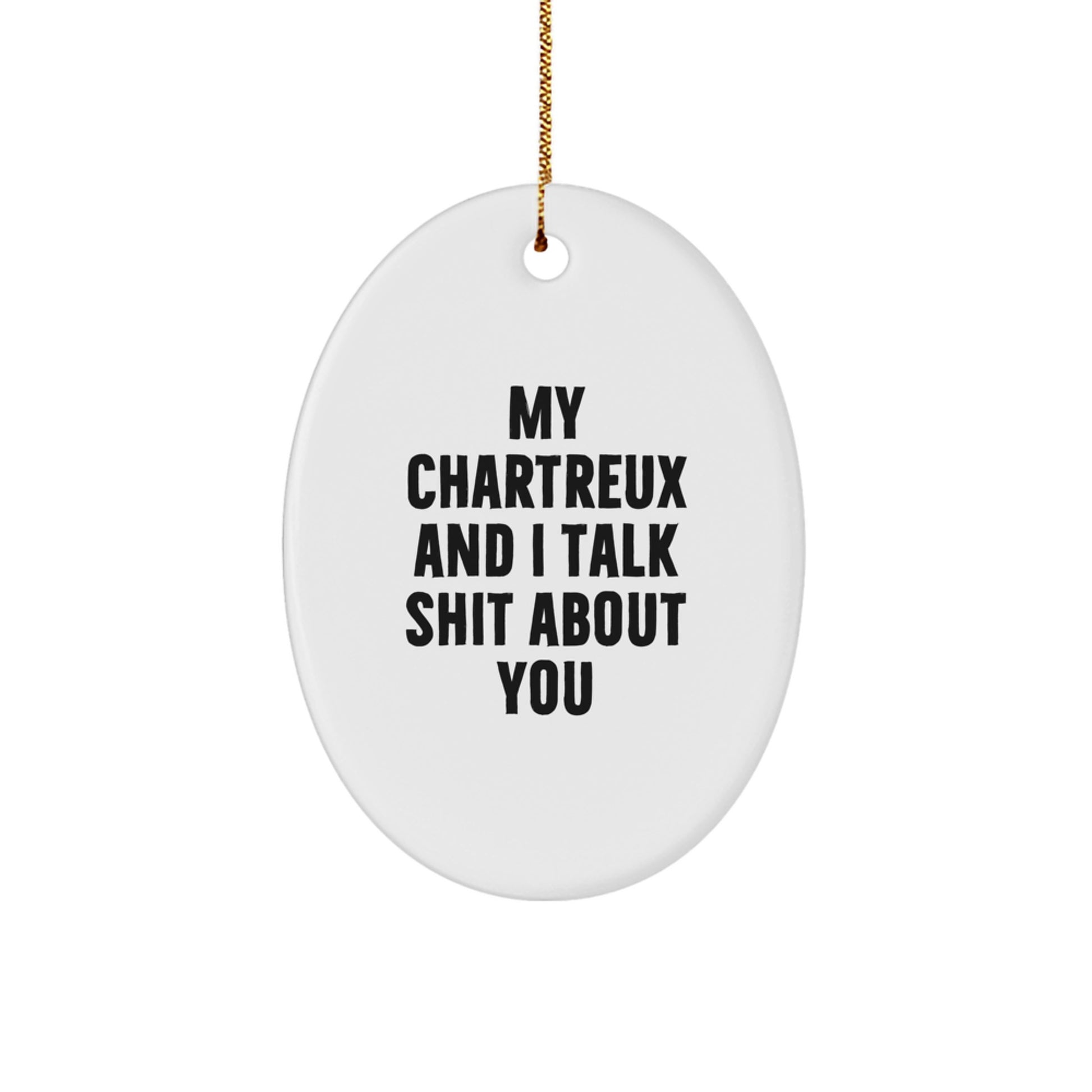 Funny Chartreux Cat Oval Ornaments Gifts from Friends for Christmas - Image 1