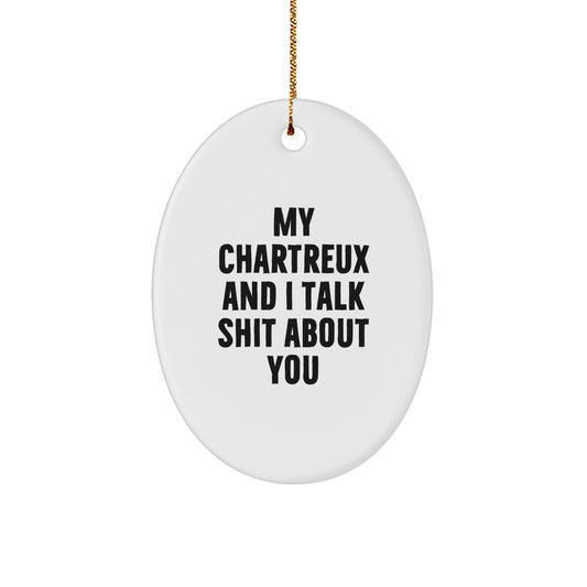 Funny Chartreux Cat Oval Ornaments Gifts from Friends for Christmas - Image 1