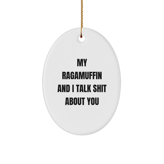 Funny Ragamuffin Cat Oval Ornament, Gift for Cat Lovers, from Friends, Unique Christmas Unique Gifts for Family - Image 1