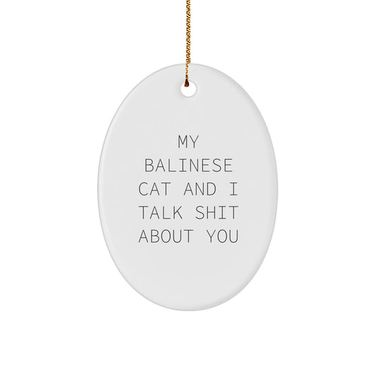 Funny Balinese Cat Oval Ornament Gifts from Friends for Christmas Unique - Image 1