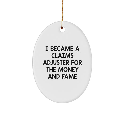 Funny Claims Adjuster Oval Ornament Gifts from Friends for Christmas, Gifts for Claims Adjuster Men, Oval Shaped White MDF Durable - Image 1