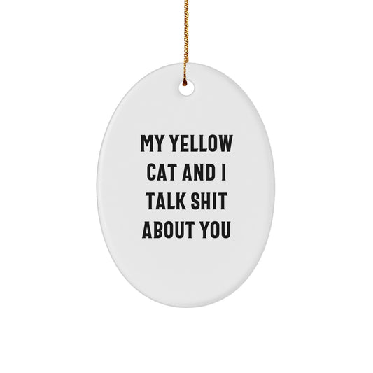 Sassy Yellow Cat Christmas Ornament for Friends Novelty Gift - Image 1